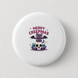 Merry Creepmas Cat Pastel Goth Christmas Skull T-S 6 Cm Round Badge