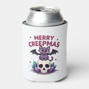 Merry Creepmas Cat Pastel Goth Christmas Skull T-S Can Cooler