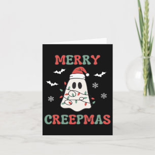 Merry Creepmas Christmas Ghost Wrapped In Lights C Card