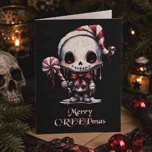Merry Creepmas Creepy Cute Skeleton Gothic Christm Card