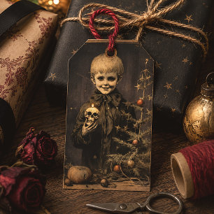 Merry Creepmas Creepy Victorian Boy Gothic Christm Gift Tags