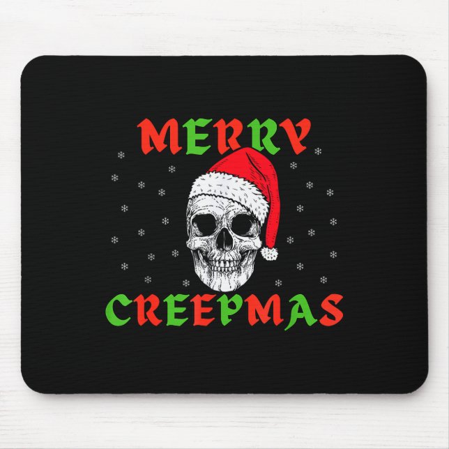 Merry Creepmas Gothic Christmas Skeleton Skull In  Mouse Mat (Front)