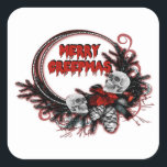 Merry Creepmas Horror Christmas Square Sticker<br><div class="desc">Merry Creepmas! What better way to celebrate the dark holiday than with this creepy cute Christmas stickers. The cute stickers are great for all your gifts and cards so order one for all your best fiends. Remember Krampus is watching!</div>