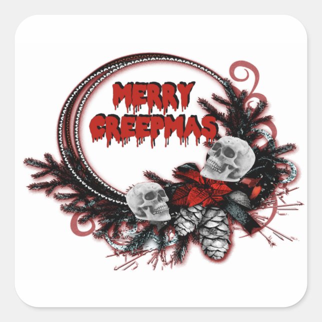  Merry Creepmas Horror Christmas Square Sticker (Front)