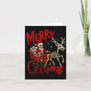 Merry Creepmas Skeleton Creepy Christmas Goth Holi Card
