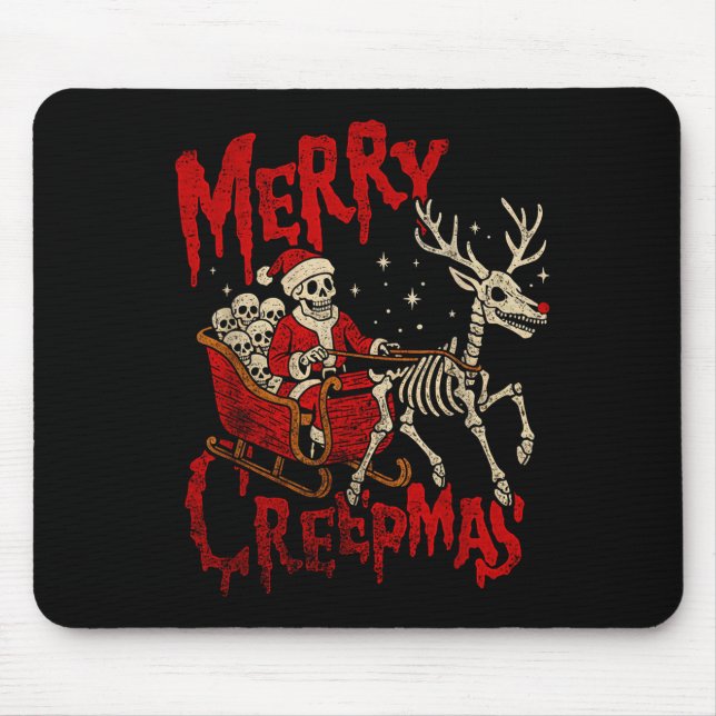 Merry Creepmas Skeleton Creepy Christmas Goth Holi Mouse Mat (Front)
