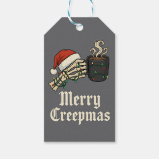 Merry Creepmas Skeleton With Coffee Gift Tags