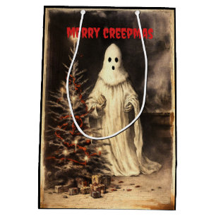 Merry Creepmas Spooky Ghost Gothic Vintage Medium Gift Bag