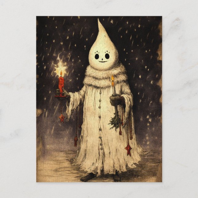 Merry Creepmas Spooky Ghost Gothic Vintage Postcard (Front)