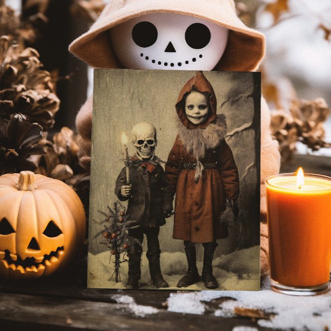 Merry Creepmas Spooky Skeletons Gothic Vintage Postcard (Creator Uploaded)