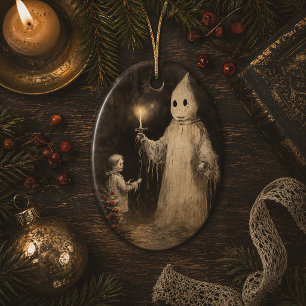 Merry Creepmas Vintage Ghost Gothic Christmas Ceramic Tree Decoration