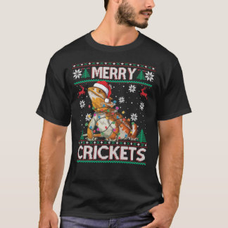 Merry Crickets Bearded Dragon Christmas Pajama Ugl T-Shirt