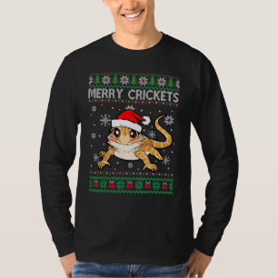 Merry Crickets Bearded Dragon Christmas Pajama Ugl T-Shirt