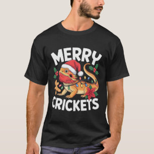 Merry Crickets! Bearded Dragon Christmas Pun  T-Shirt