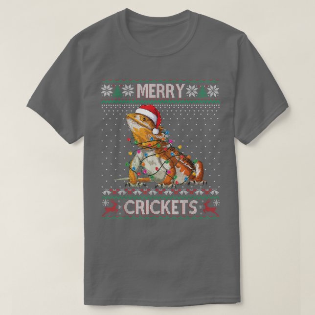 Merry Crickets Bearded Dragon Ugly Sweater Christm (Design Front)