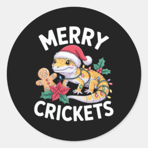 Merry Crickets! Leopard Gecko Christmas Pun Classic Round Sticker