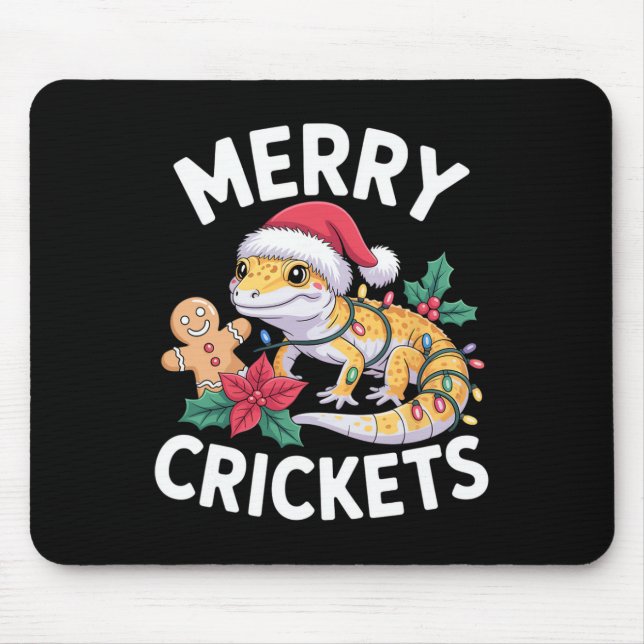Merry Crickets! Leopard Gecko Christmas Pun  Mouse Mat (Front)