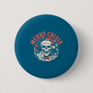 Merry Crisis Dark Humor Sarcastic Christmas Goth P 6 Cm Round Badge