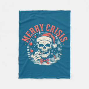 Merry Crisis Dark Humor Sarcastic Christmas Goth P Fleece Blanket
