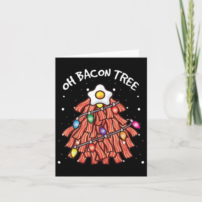 Merry Crispness Oh Bacon Tree Bbq Ugly Christmas S Card (Front)