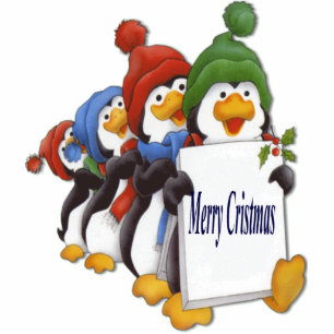 Merry Cristmas Pinguinos Standing Photo Sculpture