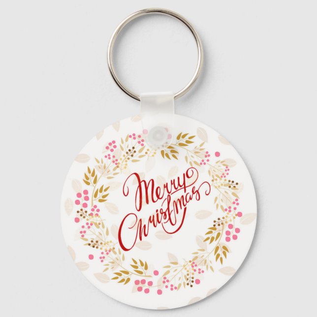Merry Cristmas Wreath Key Ring (Front)