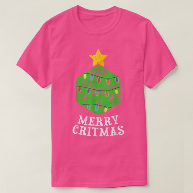 Merry Critmas 20 Sided Dice RPG Christmas Holiday  T-Shirt (Design Front)