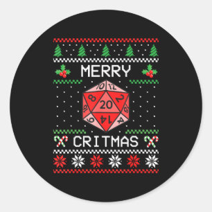 Merry Critmas Christmas Rpg Board Game Role Play U Classic Round Sticker