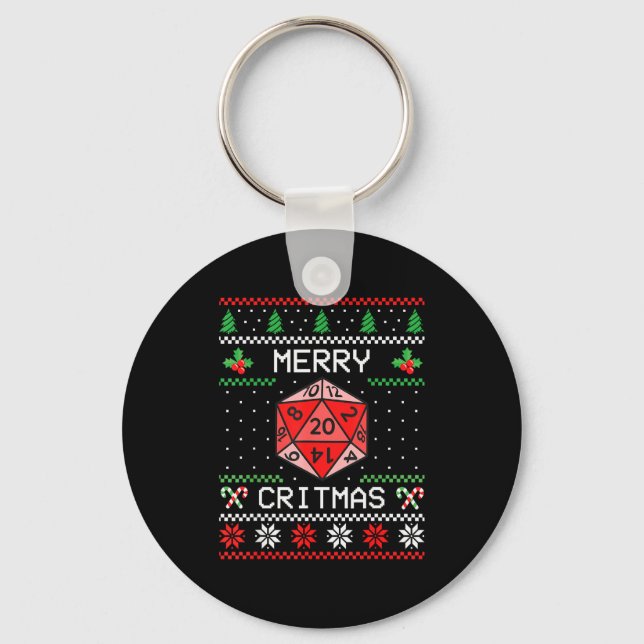 Merry Critmas Christmas Rpg Board Game Role Play U Key Ring (Front)