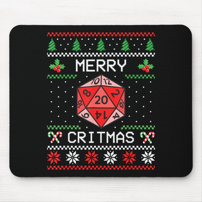 Merry Critmas Christmas Rpg Board Game Role Play U Mouse Mat (Front)