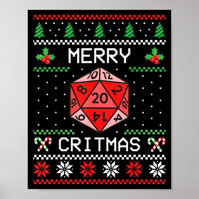 Merry Critmas Christmas Rpg Board Game Role Play U Poster (Front)