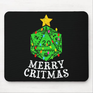 Merry Critmas D20 Rpg Christmas Tree Rpg Gamer Gam Mouse Mat