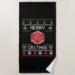 Merry Critmas II - Ugly Christmas Beach Towel