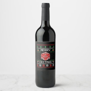 Merry Critmas II - Ugly Christmas Wine Label