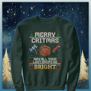 Merry Critmas Loot Drop Warrior Ugly Sweater