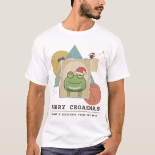 Merry Croakmas Frog Christmas Collage T-Shirt