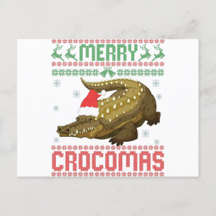 Merry Crocomas Funny Ugly Christmas Sweater Postcard