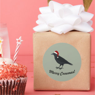 Merry Crowmas Christmas Crow Classic Round Sticker