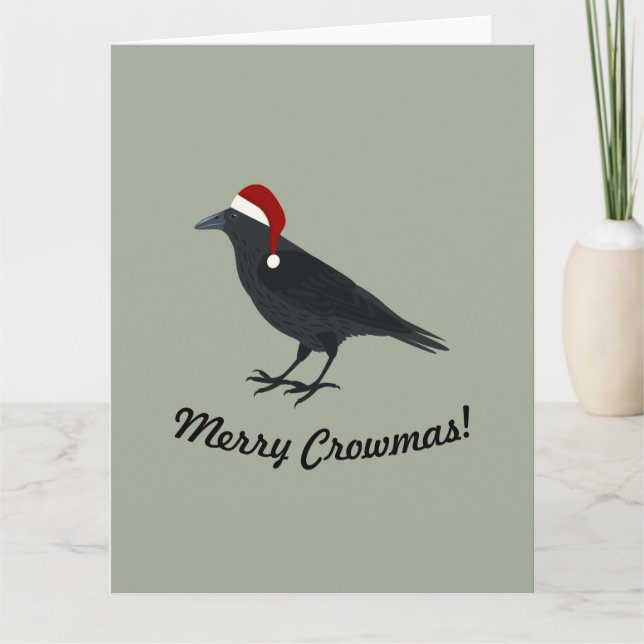 Merry Crowmas Christmas Crow Holiday Card (Front)