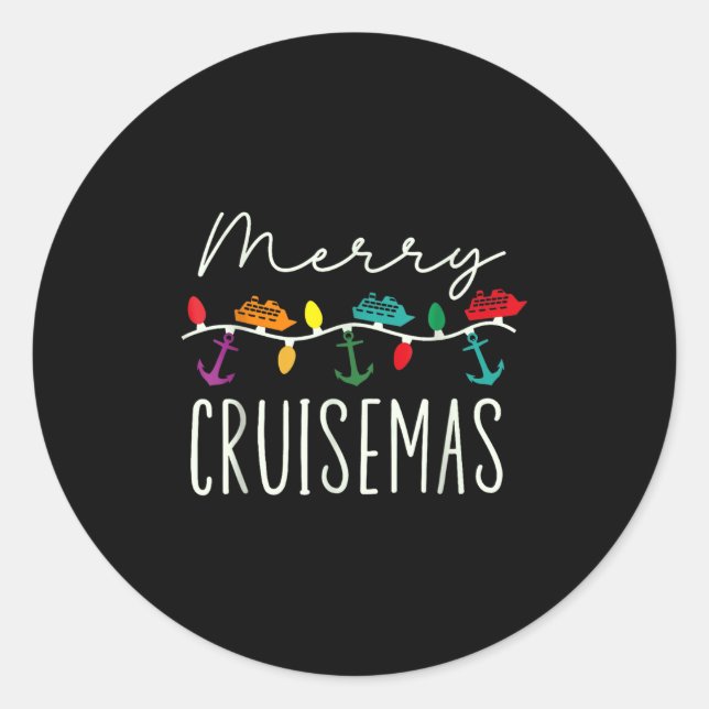 Merry Cruise-mas Cruise Christmas Xmas Pyjamas Hol Classic Round Sticker (Front)