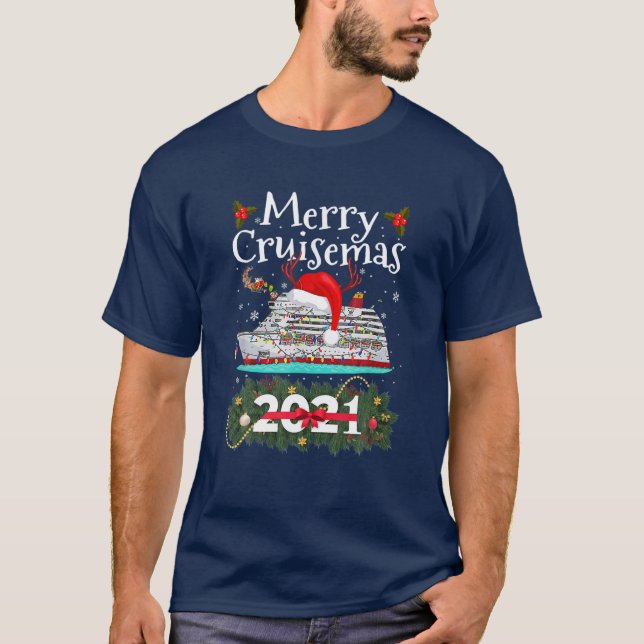 Merry Cruisemas 2021 Funny Christmas Santa Boat Sa T-Shirt (Front)