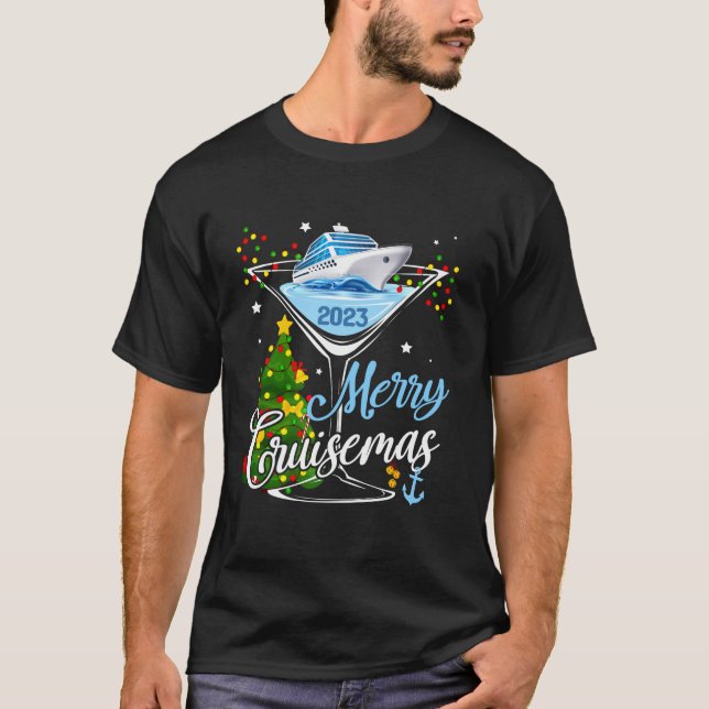 Merry Cruisemas 2023 Funny Family Cruise Christmas T-Shirt (Front)