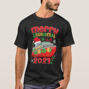 Merry Cruisemas 2023 Funny Santa Hat Cruising Boat T-Shirt