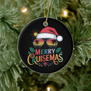 Merry Cruisemas 2024 Christmas Santa Reindeer  Ceramic Tree Decoration