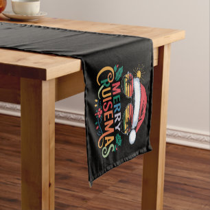 Merry Cruisemas 2024 Christmas Santa Reindeer  Short Table Runner