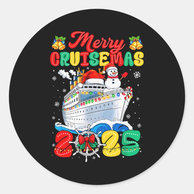 Merry Cruisemas 2025 Christmas Santa Groovy Cruise Classic Round Sticker (Front)
