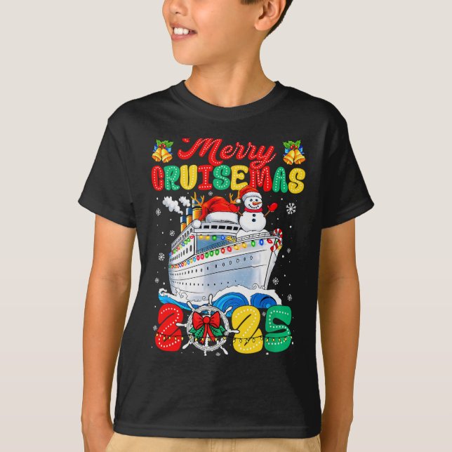 Merry Cruisemas 2025 Christmas Santa Groovy Cruise T-Shirt (Front)