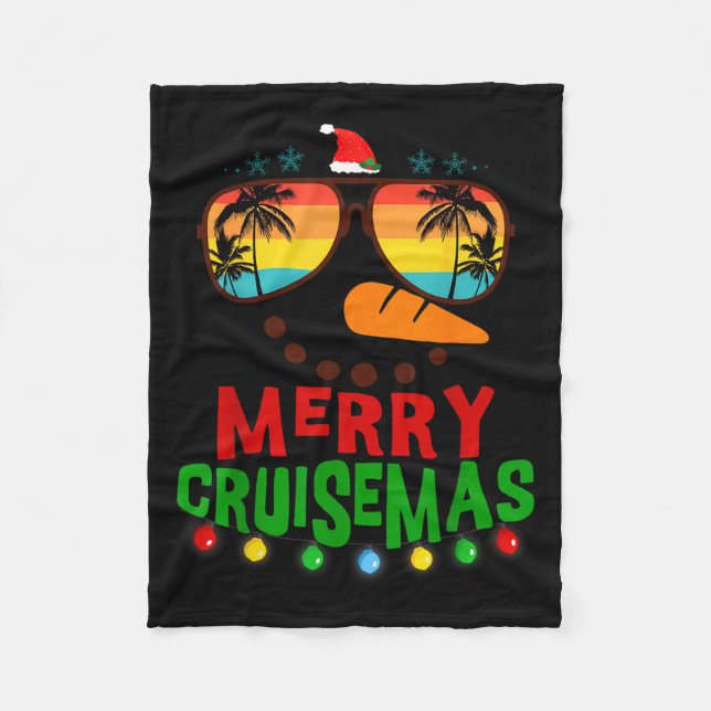 Merry Cruisemas 2025 Christmas Santa Snowman Cruis Fleece Blanket (Front)
