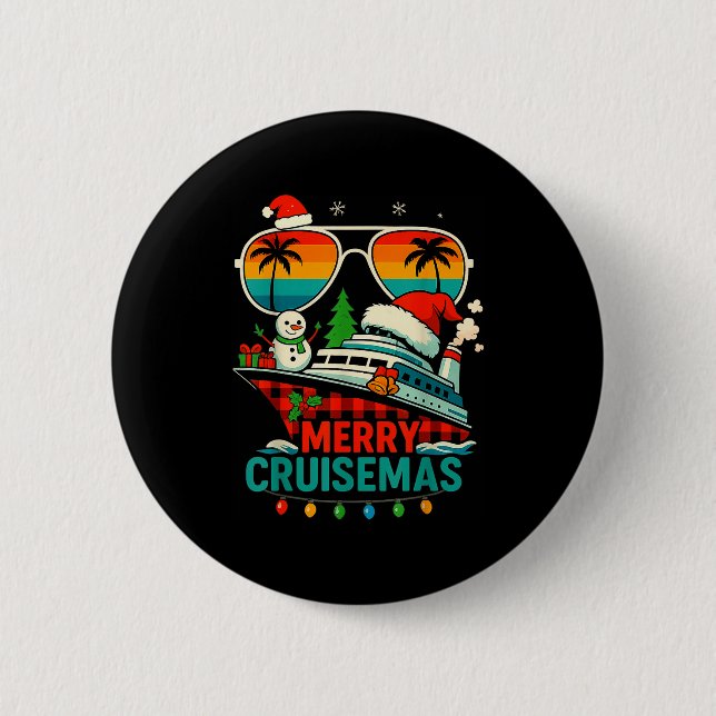 Merry Cruisemas 2025 Christmas Santa Snowman Funny 6 Cm Round Badge (Front)