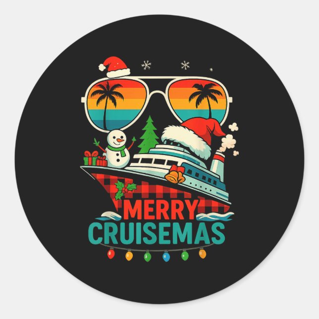 Merry Cruisemas 2025 Christmas Santa Snowman Funny Classic Round Sticker (Front)